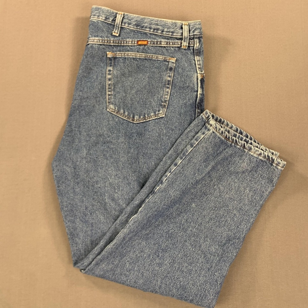 Rustler Jeans Men‎ 46x30 Blue Denim Relax Fit High Rise Straight Leg Classic 846